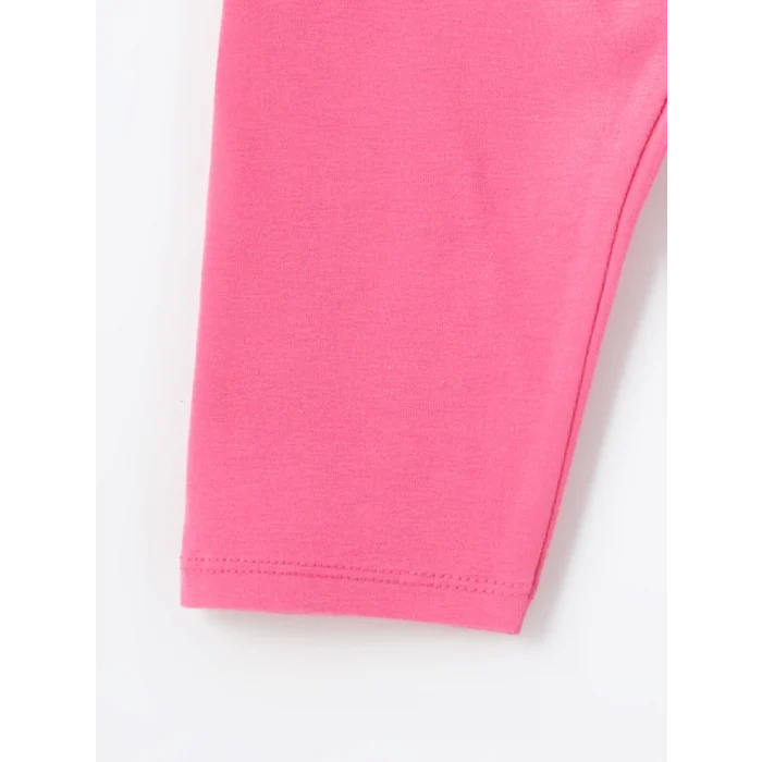 LCW Kids Ekru Bisiklet Yaka Baskılı Kız Bebek Bluz ve Tayt 2li