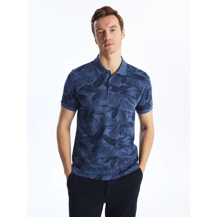 SOUTHBLUE Indigo Polo Yaka Kısa Kollu Desenli Erkek Tişört