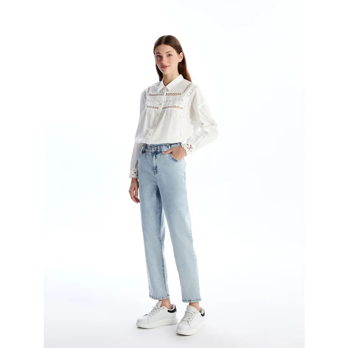 LCWAIKIKI Classic Indigo Beli Lastikli Slim Fit Kadın Jean Pantolon