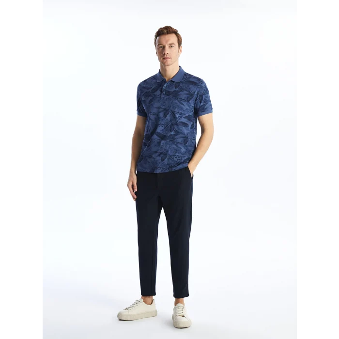 SOUTHBLUE Indigo Polo Yaka Kısa Kollu Desenli Erkek Tişört