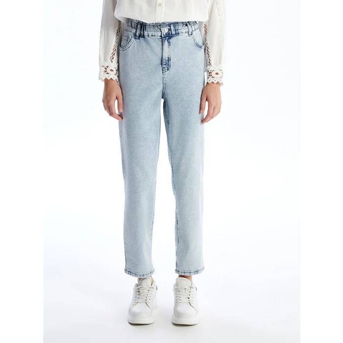 LCWAIKIKI Classic Indigo Beli Lastikli Slim Fit Kadın Jean Pantolon