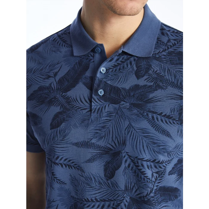 SOUTHBLUE Indigo Polo Yaka Kısa Kollu Desenli Erkek Tişört