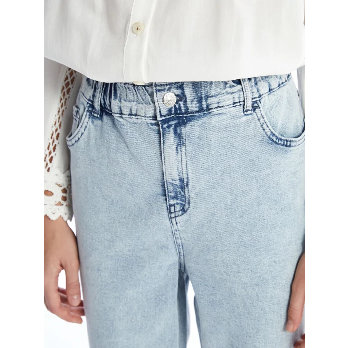 LCWAIKIKI Classic Indigo Beli Lastikli Slim Fit Kadın Jean Pantolon