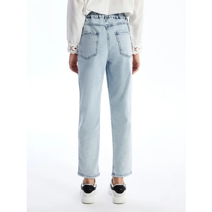 LCWAIKIKI Classic Indigo Beli Lastikli Slim Fit Kadın Jean Pantolon
