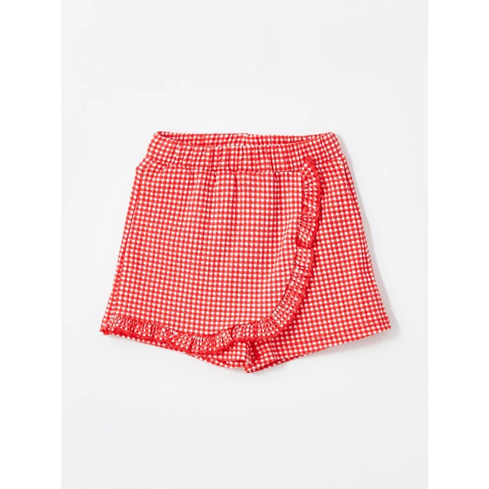 LCW Kids Ekru Bisiklet Yaka Baskılı Kız Bebek Bluz ve Şort Etek 2li Takım