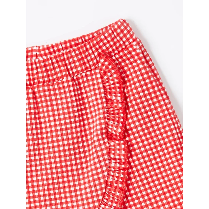 LCW Kids Ekru Bisiklet Yaka Baskılı Kız Bebek Bluz ve Şort Etek 2li Takım