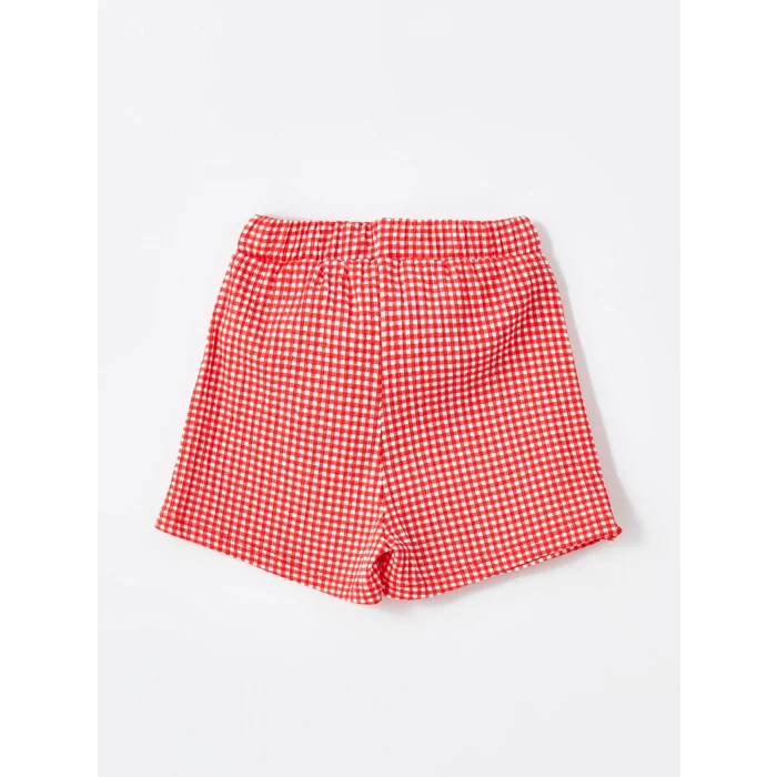 LCW Kids Ekru Bisiklet Yaka Baskılı Kız Bebek Bluz ve Şort Etek 2li Takım