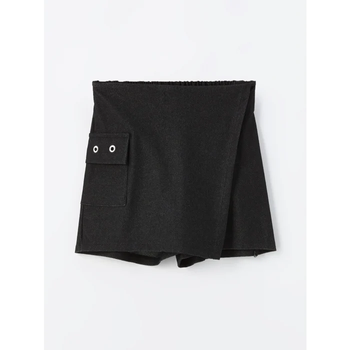 LCW Kids Siyah Beli Lastikli Kız Çocuk Şort Etek