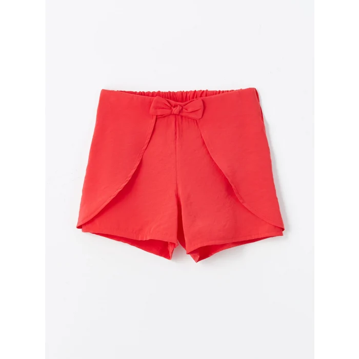 LCW Kids Beyaz Bisiklet Yaka Baskılı Kısa Kollu Kız Çocuk Tişört ve Şort