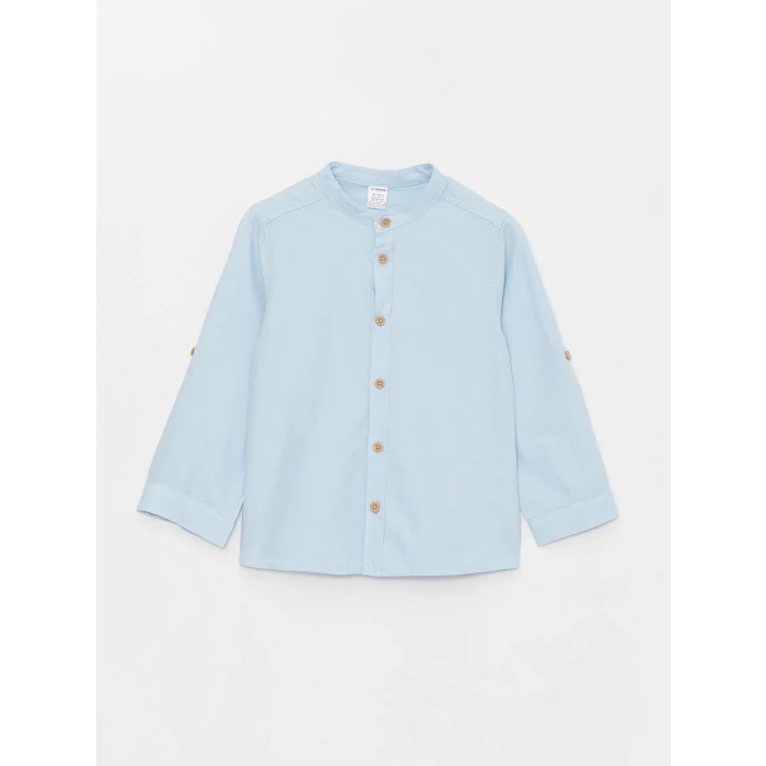 LCW Kids Mavi Hakim Yaka Uzun Kollu Basic Erkek Bebek Gömlek