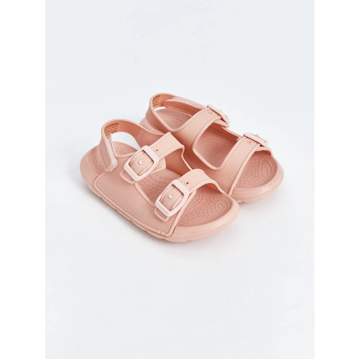LCW STEPS Pembe Baskılı Çift Bantlı Kız Bebek Sandalet