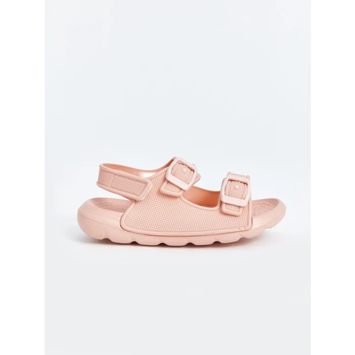 LCW STEPS Pembe Baskılı Çift Bantlı Kız Bebek Sandalet