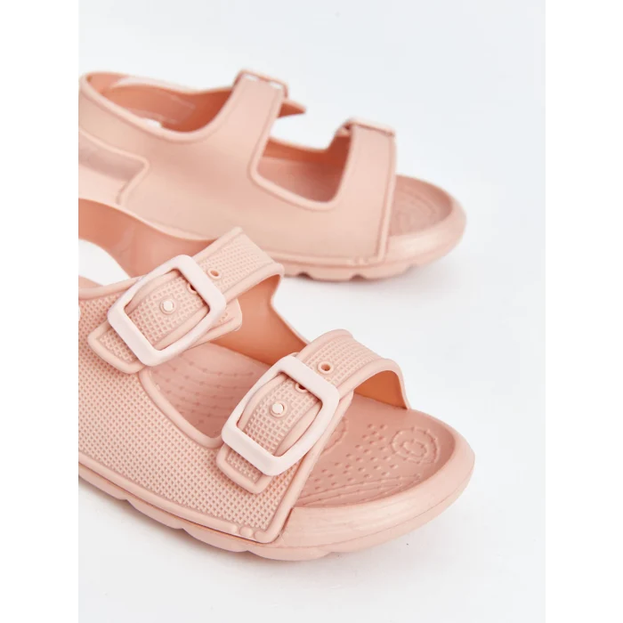 LCW STEPS Pembe Baskılı Çift Bantlı Kız Bebek Sandalet