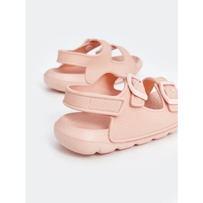 LCW STEPS Pembe Baskılı Çift Bantlı Kız Bebek Sandalet