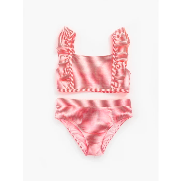 LCW Kids Mercan Hızlı Kuruyan Çizgili Kız Çocuk Bikini