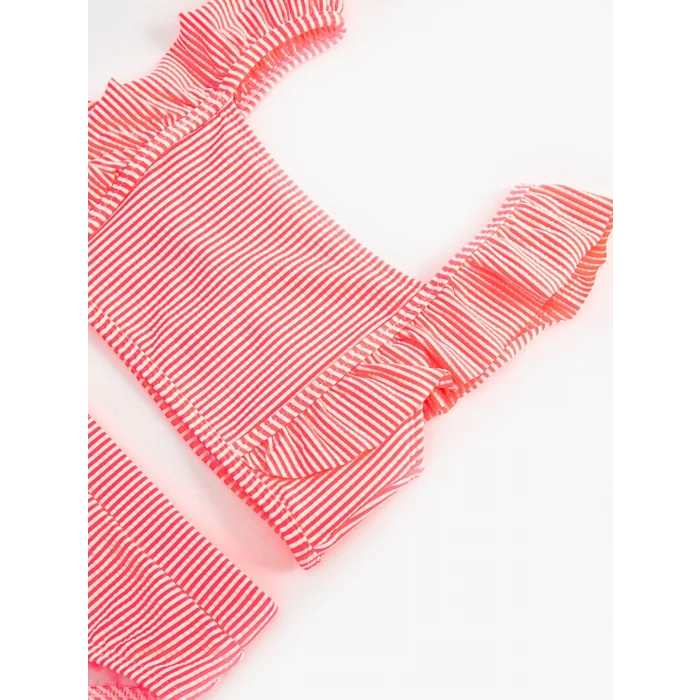 LCW Kids Mercan Hızlı Kuruyan Çizgili Kız Çocuk Bikini