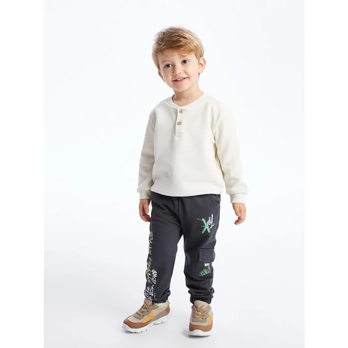LCW Kids Antrasit Beli Lastikli Baskılı Erkek Bebek Jogger Eşofman Altı