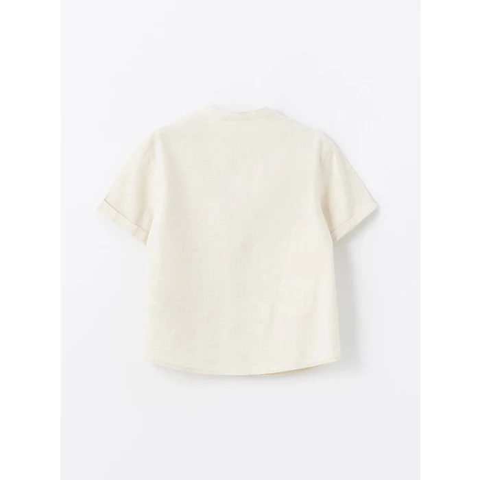 LCW Kids Bej Hakim Yaka Kısa Kollu Erkek Bebek Gömlek