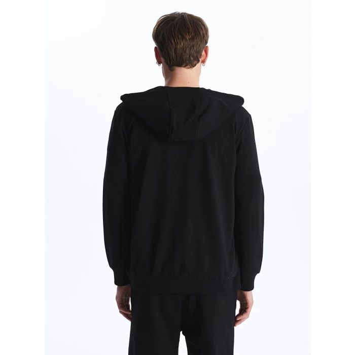 LCW Casual Siyah Kapüşonlu Uzun Kollu Erkek Fermuarlı Sweatshirt