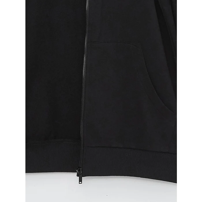 LCW Casual Siyah Kapüşonlu Uzun Kollu Erkek Fermuarlı Sweatshirt