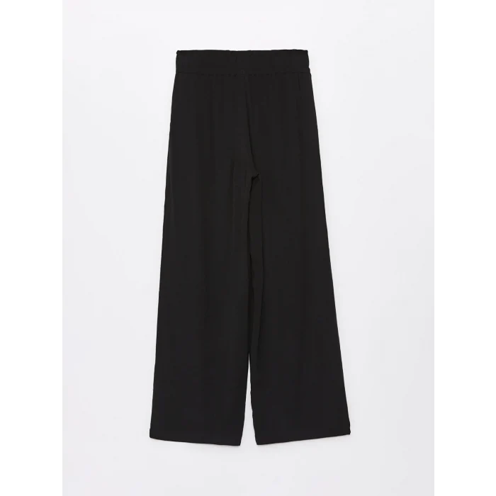 LCWAIKIKI Classic Siyah Beli Lastikli Dokulu Geniş Paça Kadın Pantolon
