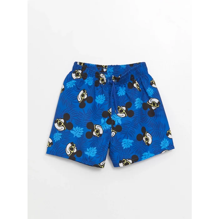 LCW Kids Mavi Bisiklet Yaka Kolsuz Mickey Mouse Baskılı Erkek Bebek Atlet ve Deniz Şortu 2li Takım