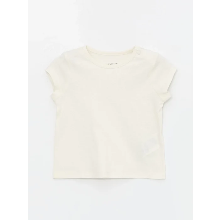 LCW baby Bej Kare Yaka Kolsuz Kız Bebek Elbise ve Tişört