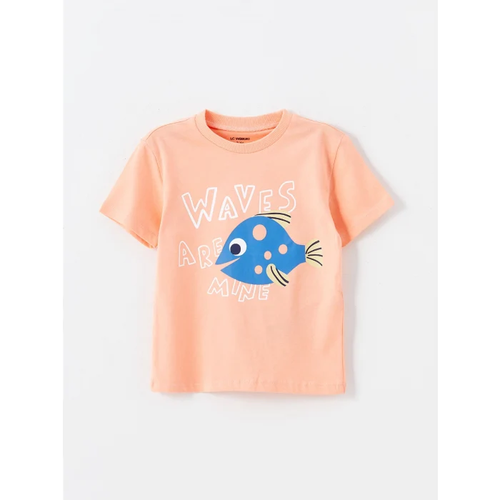 LCW Kids Beyaz Bisiklet Yaka Kısa Kollu Baskılı Erkek Bebek Tişört 2li