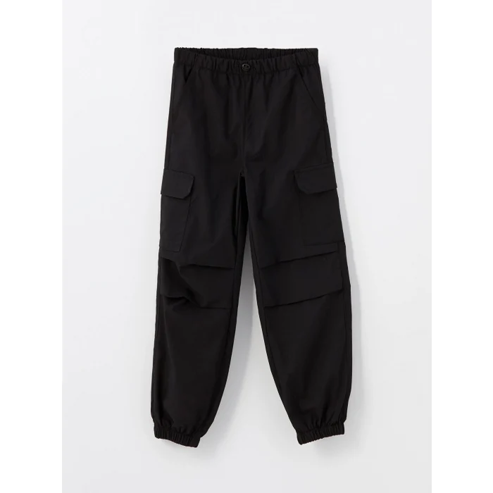 LCW Kids Siyah Beli Lastikli Kız Çocuk Kargo Jogger Pantolon