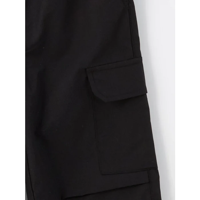 LCW Kids Siyah Beli Lastikli Kız Çocuk Kargo Jogger Pantolon