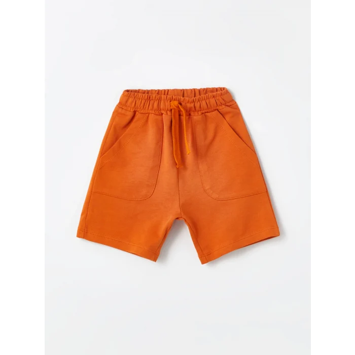 LCW Kids Ekru Bisiklet Yaka Baskılı Erkek Bebek Tişört ve Şort 2li Takım