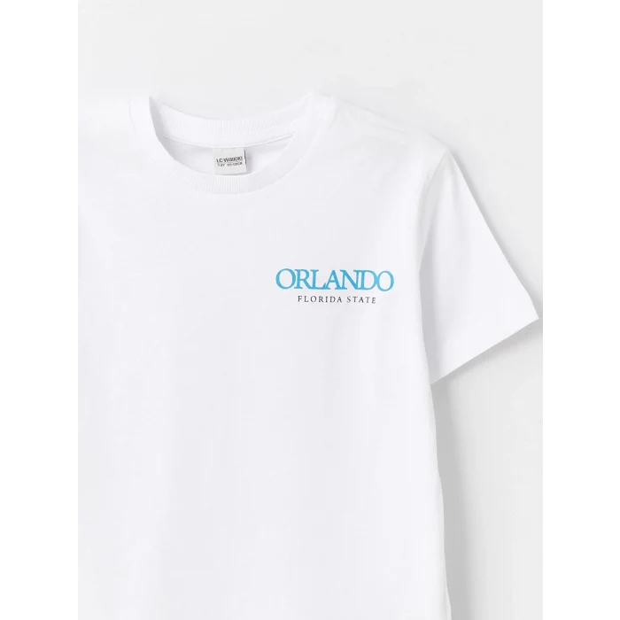 LCW Kids Beyaz Bisiklet Yaka Baskılı Kısa Kollu Erkek Çocuk Tişört 2li