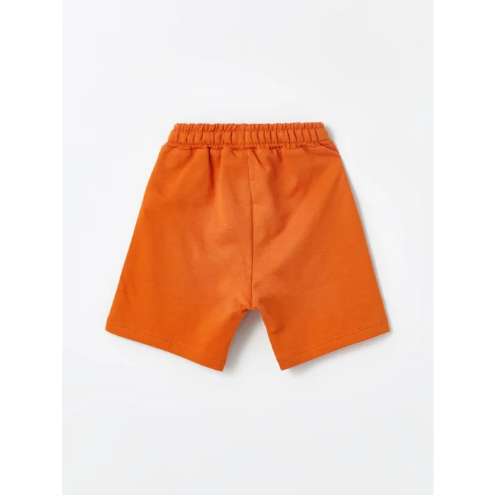 LCW Kids Ekru Bisiklet Yaka Baskılı Erkek Bebek Tişört ve Şort 2li Takım