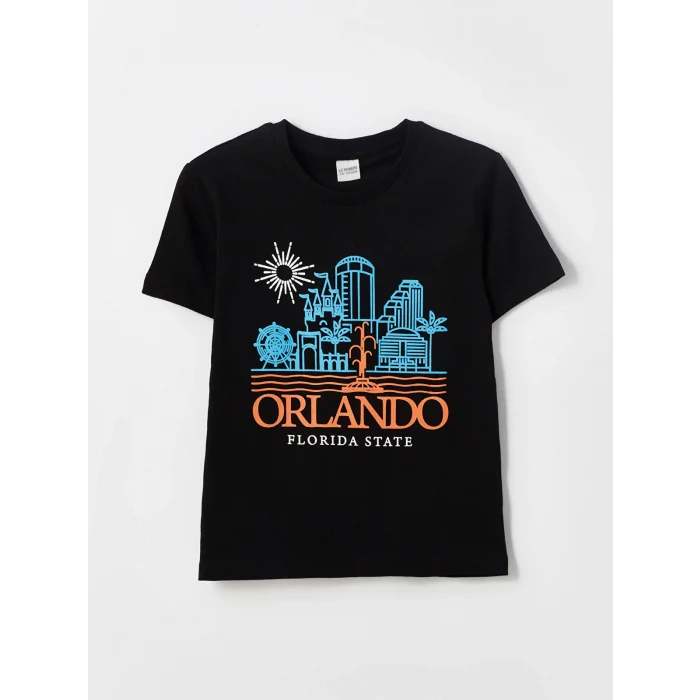 LCW Kids Beyaz Bisiklet Yaka Baskılı Kısa Kollu Erkek Çocuk Tişört 2li