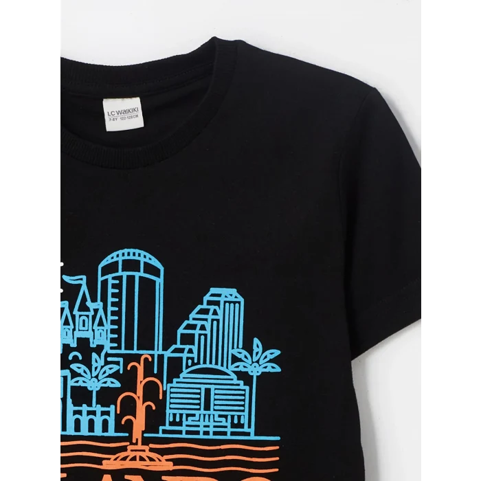 LCW Kids Beyaz Bisiklet Yaka Baskılı Kısa Kollu Erkek Çocuk Tişört 2li