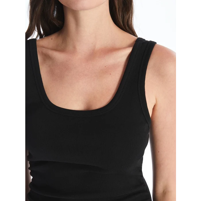 LCW Vision Siyah Kadın U Yaka Düz Bodycon Elbise