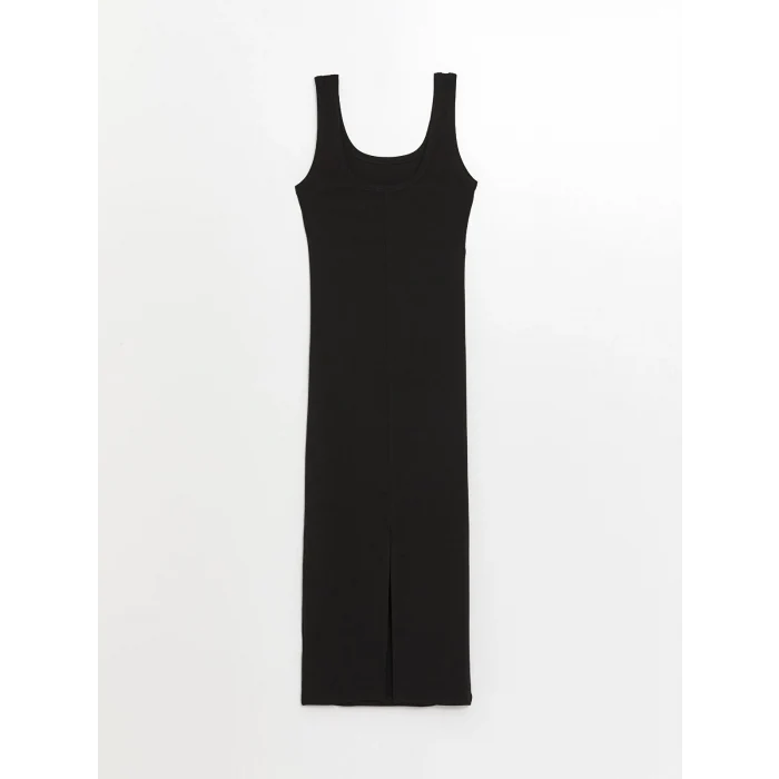 LCW Vision Siyah Kadın U Yaka Düz Bodycon Elbise