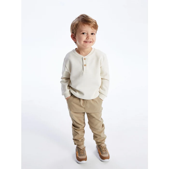 LCW Kids Bej Beli Lastikli Basic Erkek Bebek Jogger Pantolon