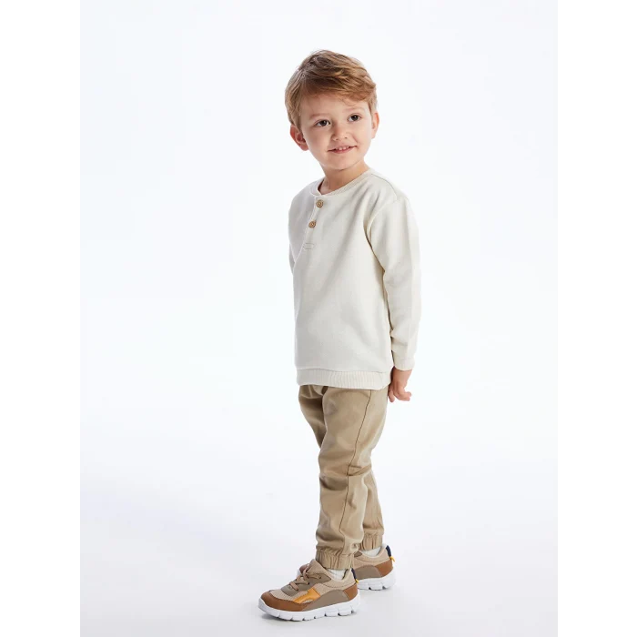LCW Kids Bej Beli Lastikli Basic Erkek Bebek Jogger Pantolon