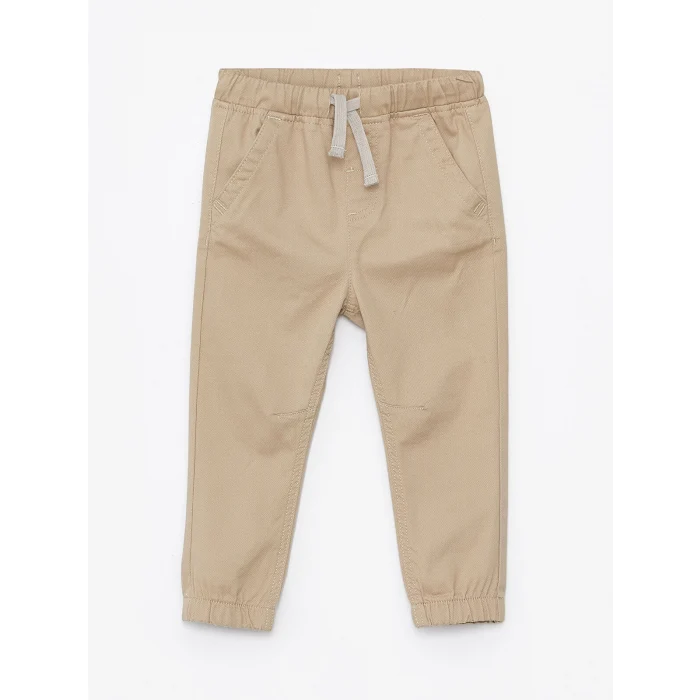 LCW Kids Bej Beli Lastikli Basic Erkek Bebek Jogger Pantolon