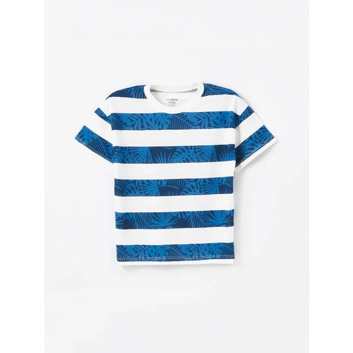 LCW Kids Petrol Bisiklet Yaka Baskılı Erkek Bebek Tişört ve Şort 2li Takım