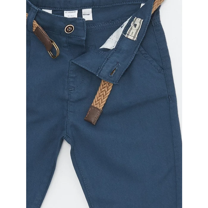 LCW Kids Indigo Basic Erkek Bebek Kemerli Pantolon