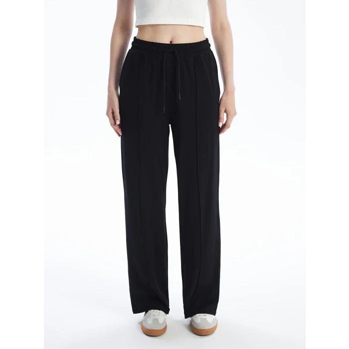 LCW Vision Siyah Beli Lastikli Düz Geniş Paça Kadın Eşofman Altı