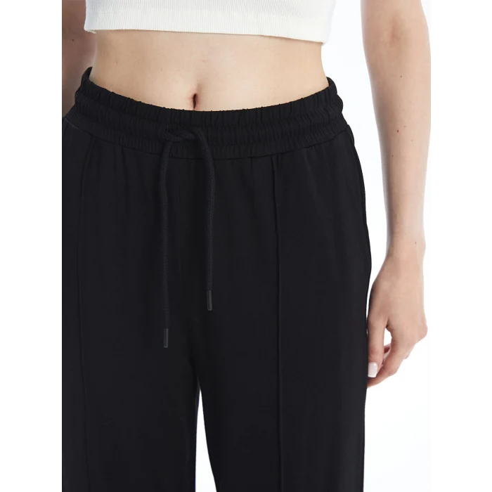 LCW Vision Siyah Beli Lastikli Düz Geniş Paça Kadın Eşofman Altı