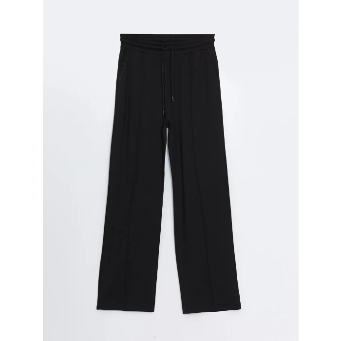 LCW Vision Siyah Beli Lastikli Düz Geniş Paça Kadın Eşofman Altı