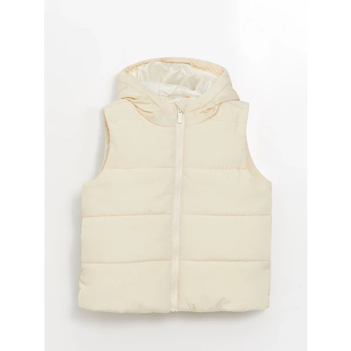 LCW Kids Bej Kapüşonlu Kız Çocuk Şişme Yelek