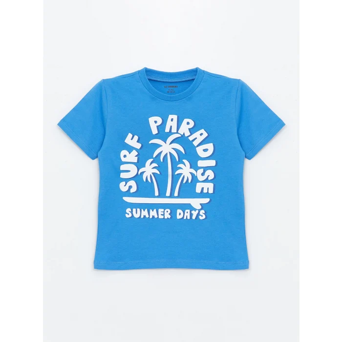 LCW Kids Mercan Bisiklet Yaka Kısa Kollu Baskılı Erkek Bebek Tişört 2li