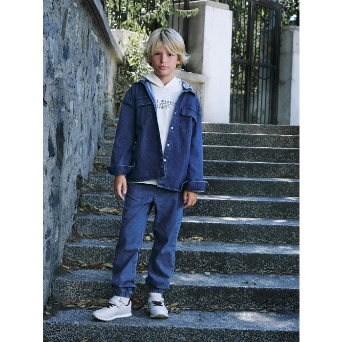 LCW Kids Indigo Beli Lastikli Erkek Çocuk Jogger Jean Pantolon