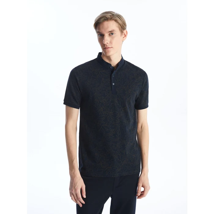 SOUTHBLUE Lacivert Hakim Yaka Kısa Kollu Desenli Erkek Tişört