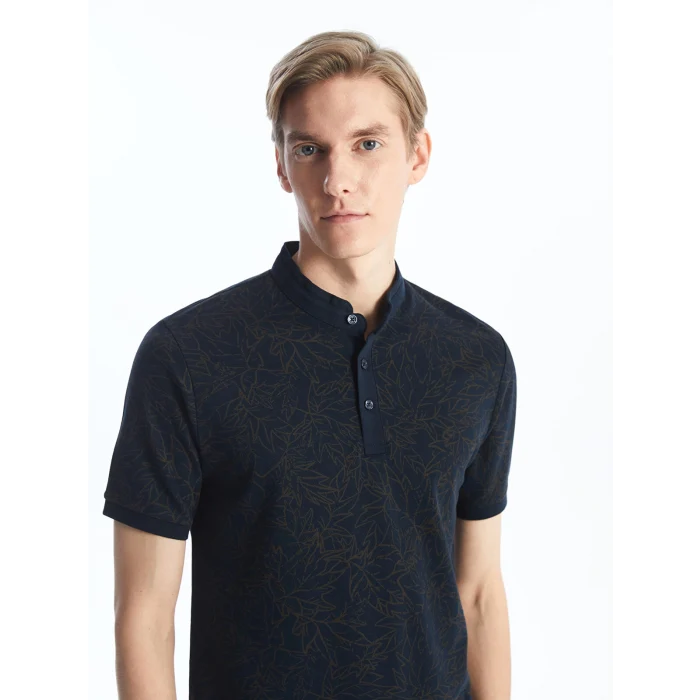 SOUTHBLUE Lacivert Hakim Yaka Kısa Kollu Desenli Erkek Tişört